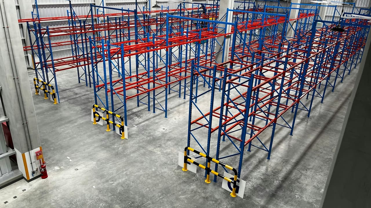 Pallet racking inside a Hamilton, Ontario warehouse in the Bayfront industrial corridor
