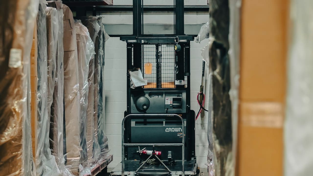 Pallet racking inside a Richmond Hill, Ontario light-industrial warehouse