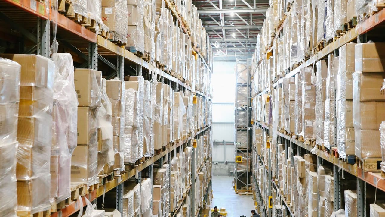 Pallet racking inside a Vaughan distribution warehouse along the Highway 400 logistics corridor