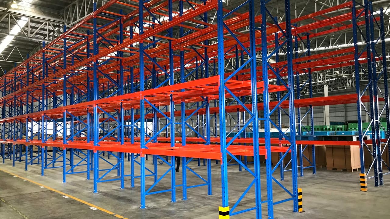 Pallet racking inside a Whitby, Ontario warehouse along the 401 East industrial corridor