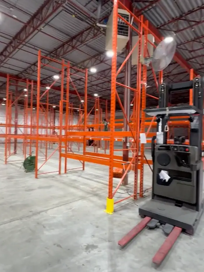 Orange frames standing with the beams already off