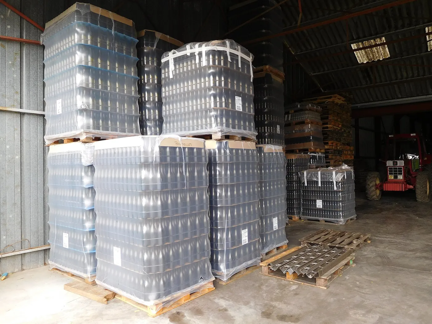 Rolls of clear stretch wrap