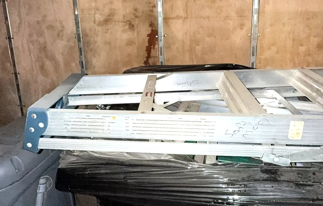 Used aluminum twin step ladder, industrial