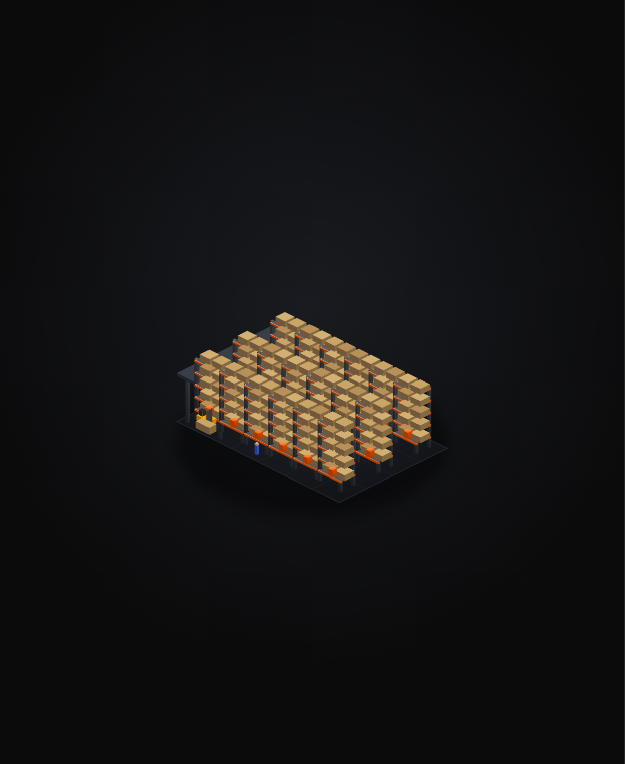Interactive isometric warehouse racking builder preview